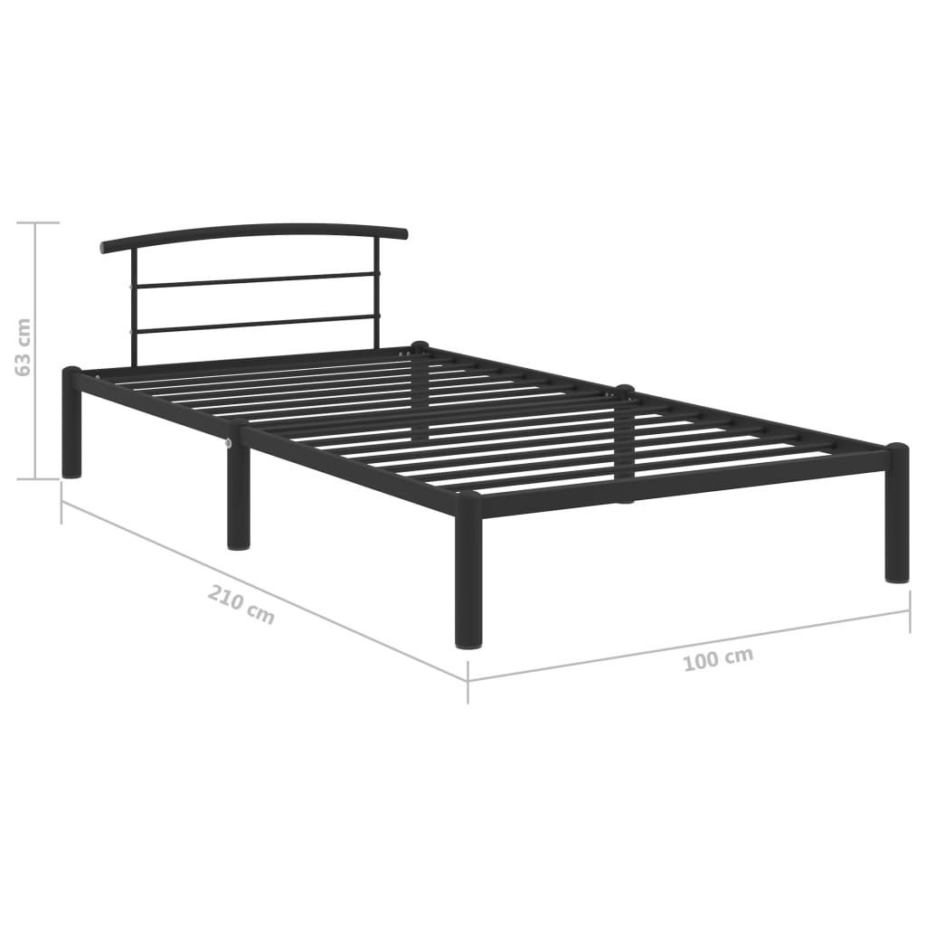 284656 vidaXL Bed Frame without Mattress Black Metal 90x200 cm