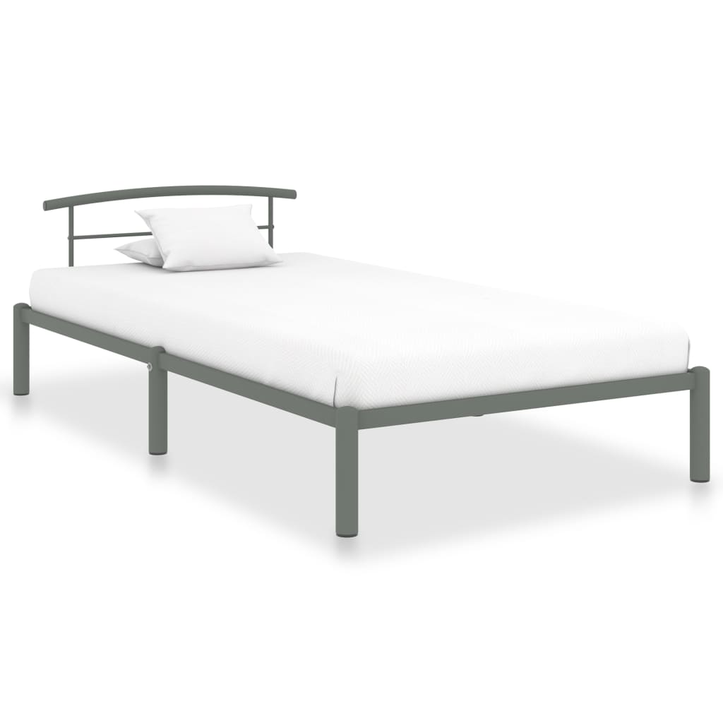 284662 vidaXL Bed Frame without Mattress Grey Metal 90x200 cm