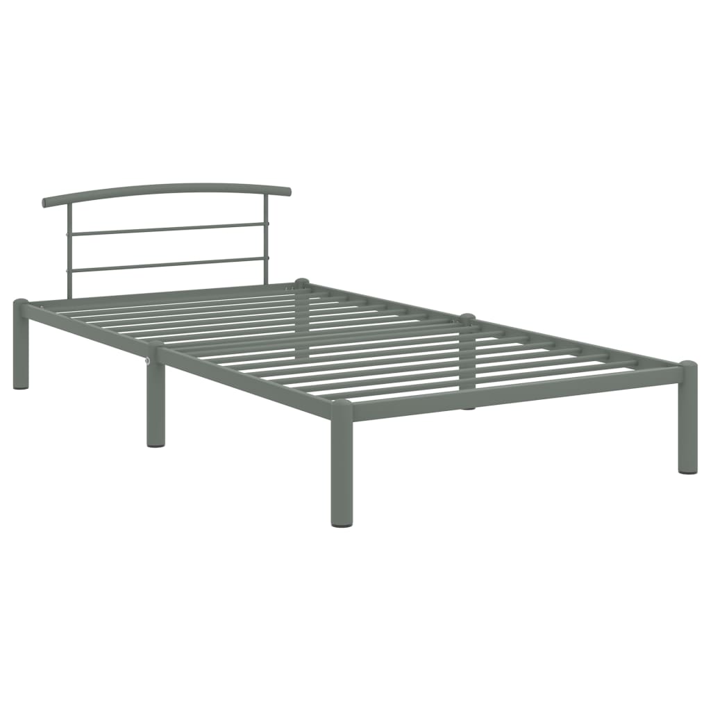 284662 vidaXL Bed Frame without Mattress Grey Metal 90x200 cm