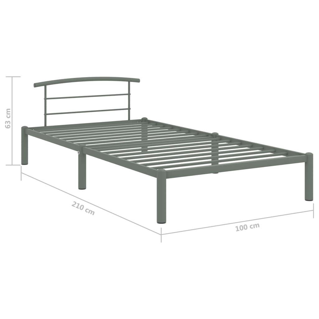 284662 vidaXL Bed Frame without Mattress Grey Metal 90x200 cm