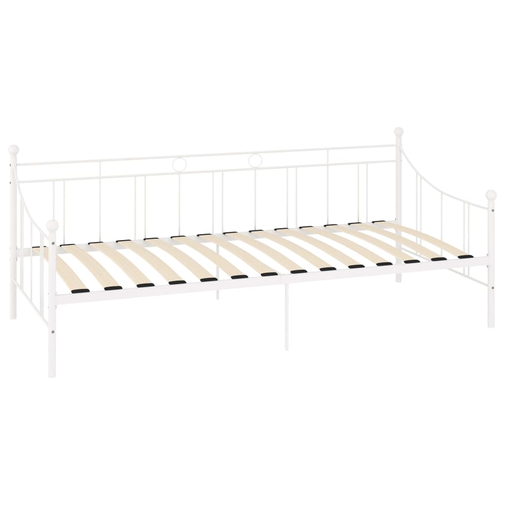 284668 vidaXL DayBed Frame without Mattress White Metal 90x200 cm