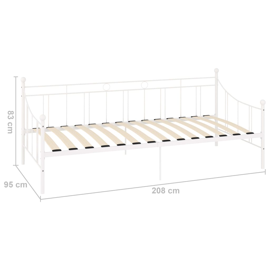 284668 vidaXL DayBed Frame without Mattress White Metal 90x200 cm