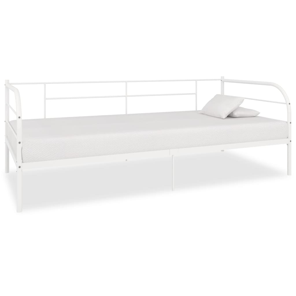 284672 vidaXL DayBed Frame without Mattress White Metal 90x200 cm