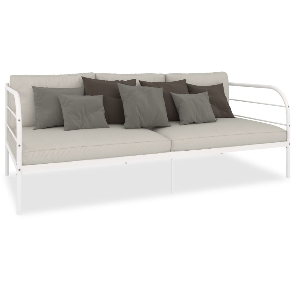 284672 vidaXL DayBed Frame without Mattress White Metal 90x200 cm