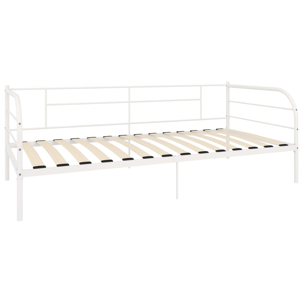 284672 vidaXL DayBed Frame without Mattress White Metal 90x200 cm