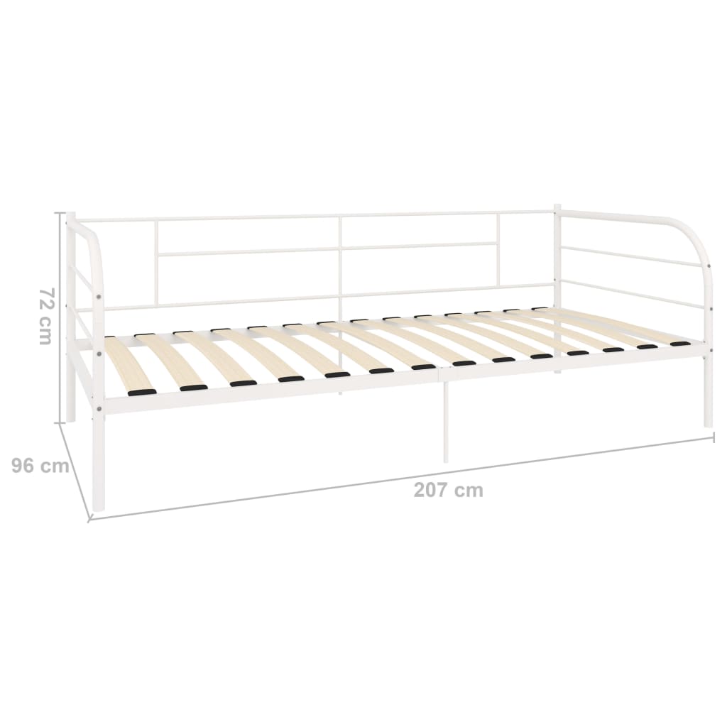 284672 vidaXL DayBed Frame without Mattress White Metal 90x200 cm