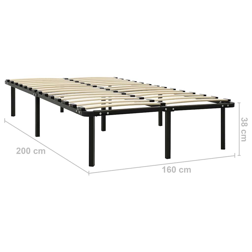 Bed Frame | Black | Metal, poplar wood | Double | Heavy Weight Endurance
