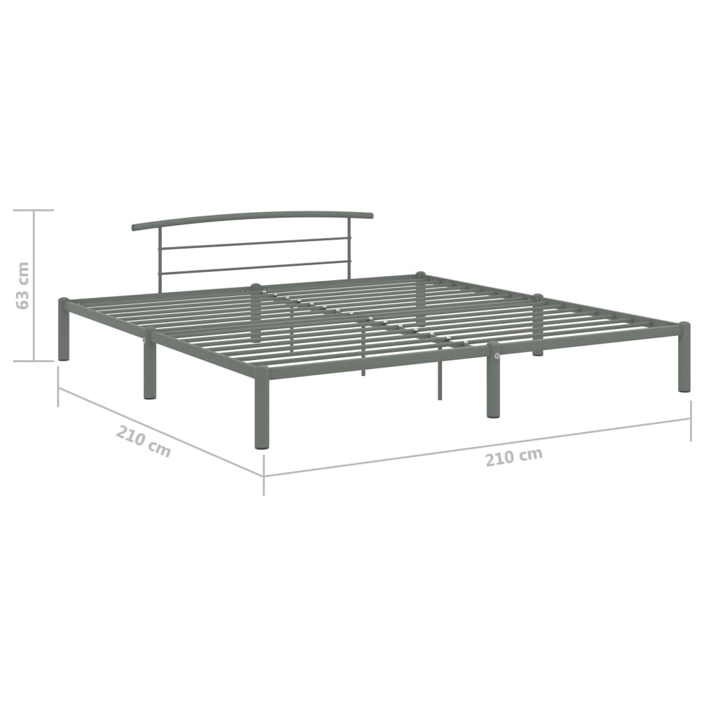 284706 vidaXL Bed Frame without Mattress Grey Metal 200x200 cm