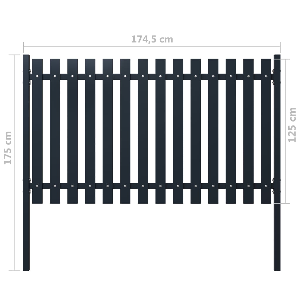 vidaXL Fence Panel Anthracite 174.5x125 cm Powder-coated Steel