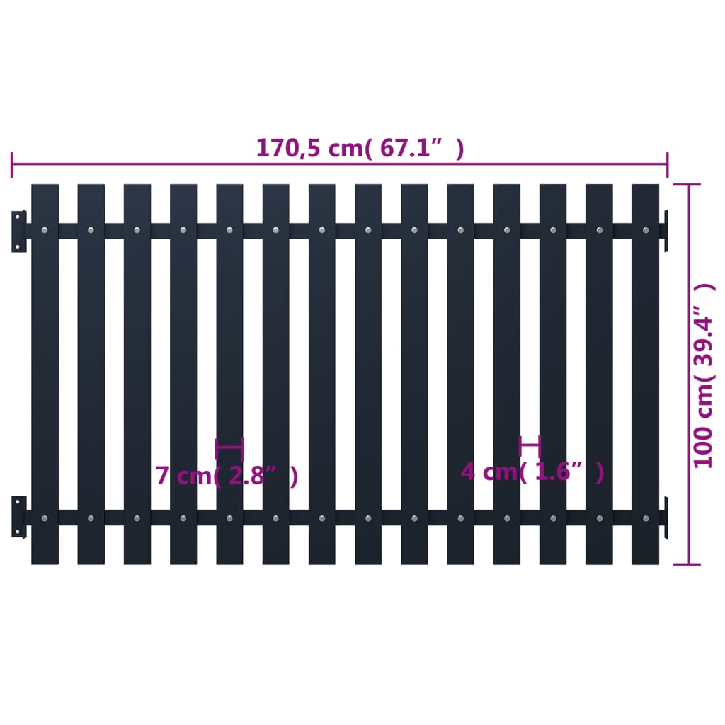 vidaXL Fence Panel Anthracite 170.5x100 cm Powder-coated Steel