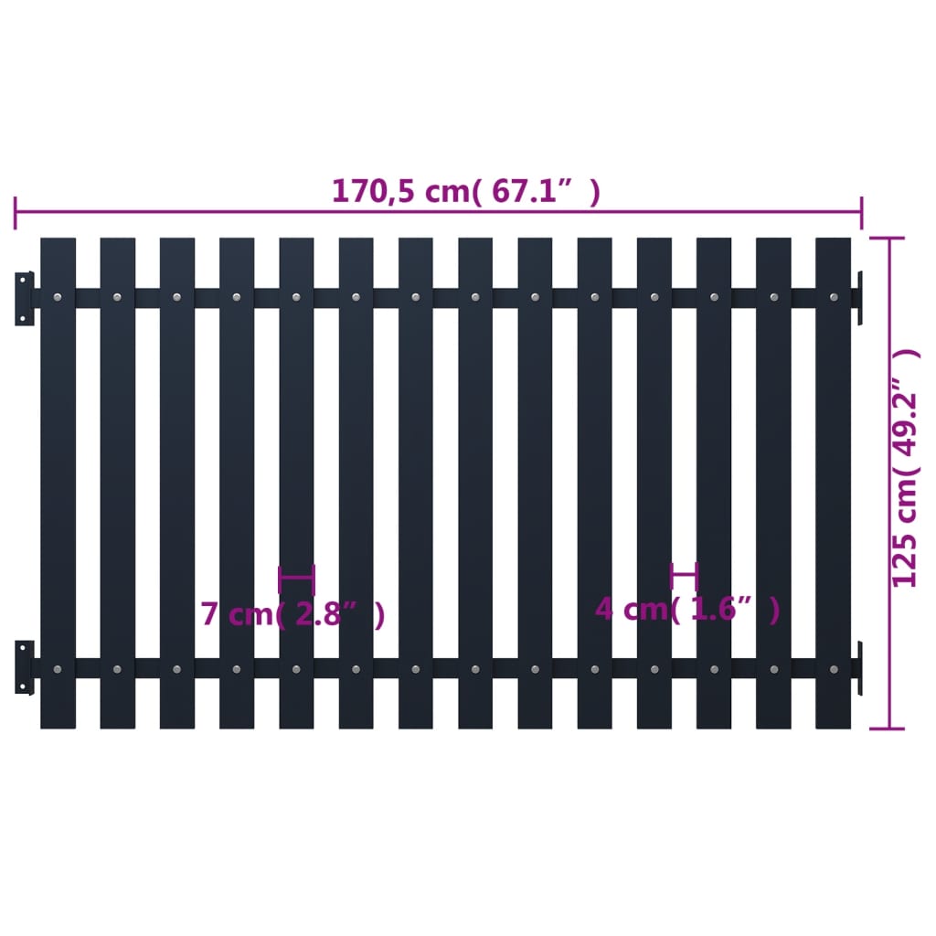 vidaXL Fence Panel Anthracite 170.5x125 cm Powder-coated Steel