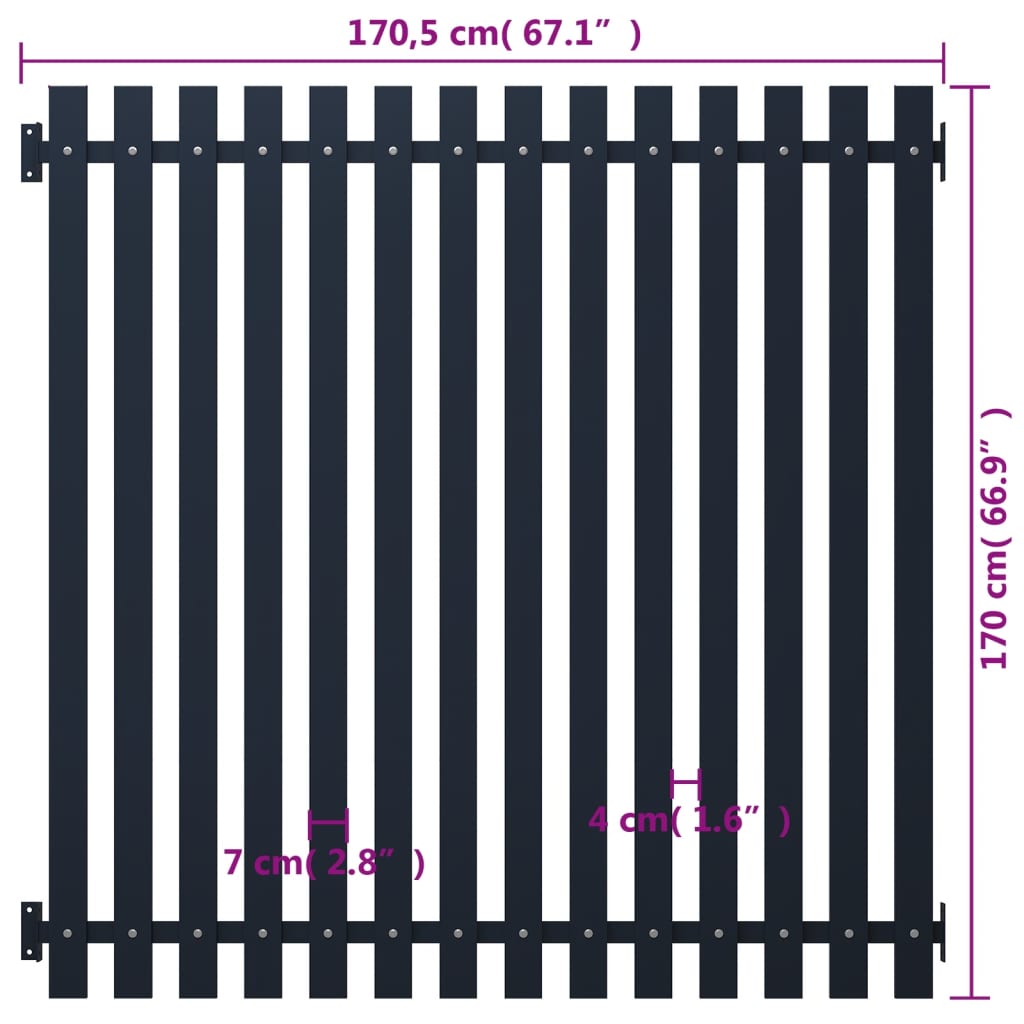 vidaXL Fence Panel Anthracite 170.5x170 cm Powder-coated Steel