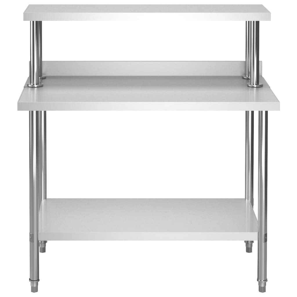 vidaXL Kitchen Work Table with Overshelf 120x60x120 cm Stainless Steel