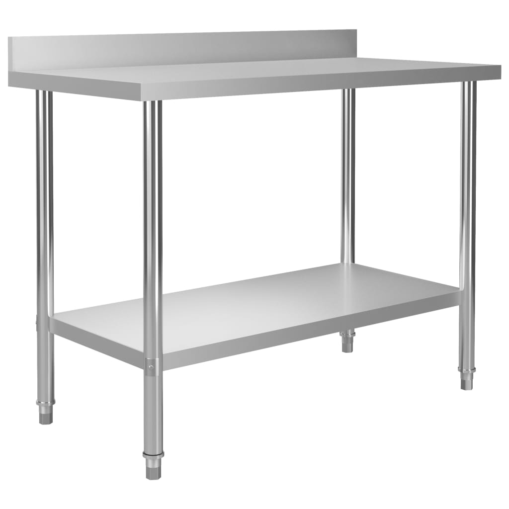 vidaXL Kitchen Work Table with Overshelf 120x60x120 cm Stainless Steel