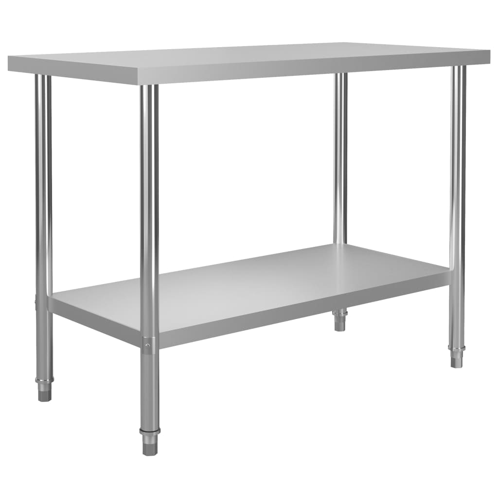 vidaXL Kitchen Work Table with Overshelf 120x60x150 cm Stainless Steel