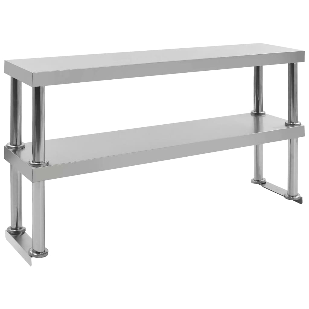 vidaXL Kitchen Work Table with Overshelf 120x60x150 cm Stainless Steel