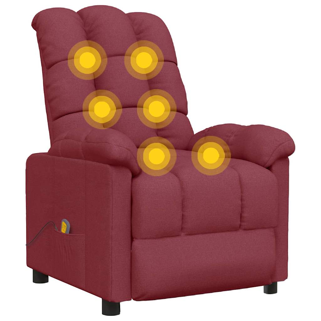 Massage Chair Wine Red Fabric