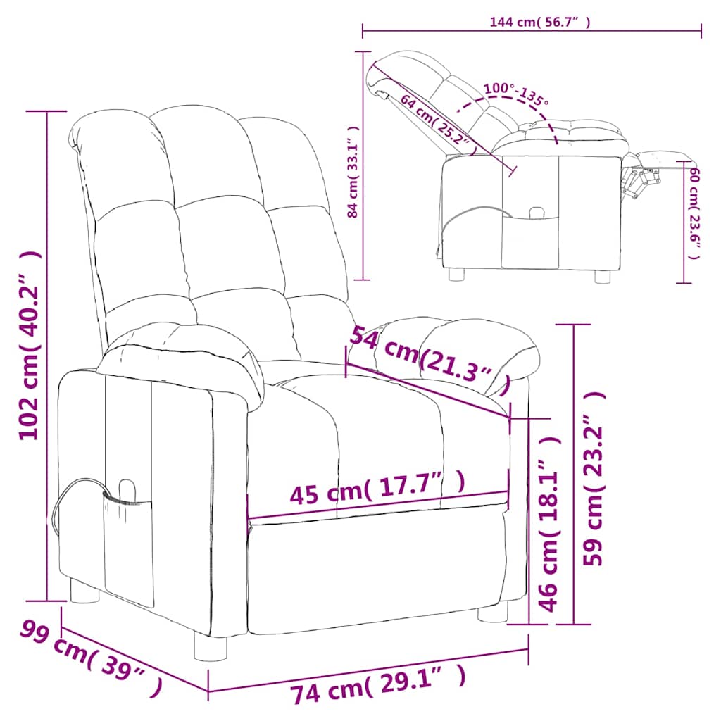 Massage Chair Wine Red Fabric