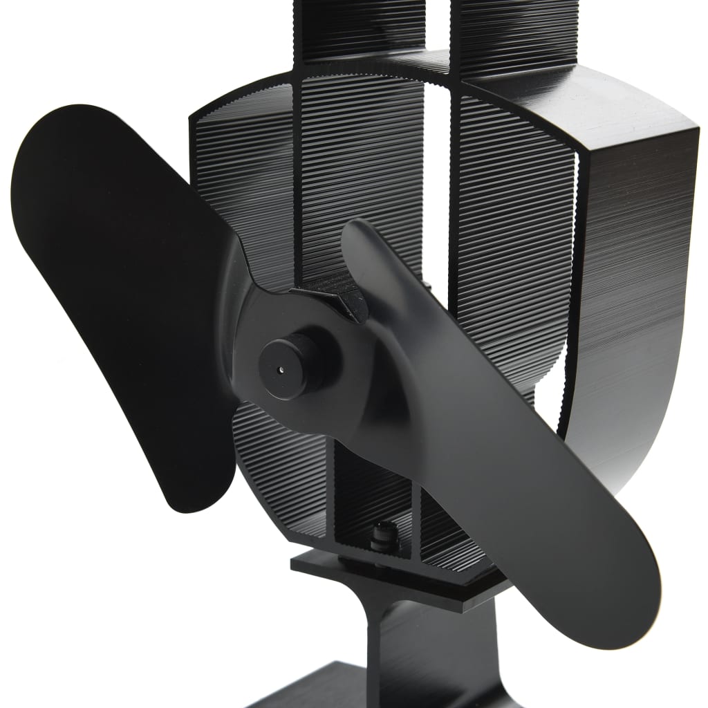 vidaXL Heat Powered Stove Fan 2 Blades Black