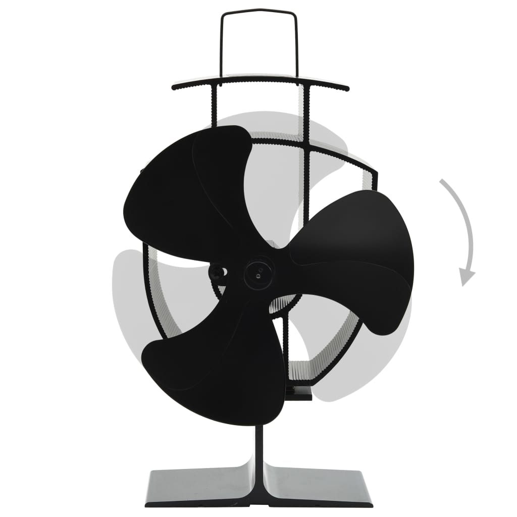 Heat Powered Stove Fan 3 Blades Black