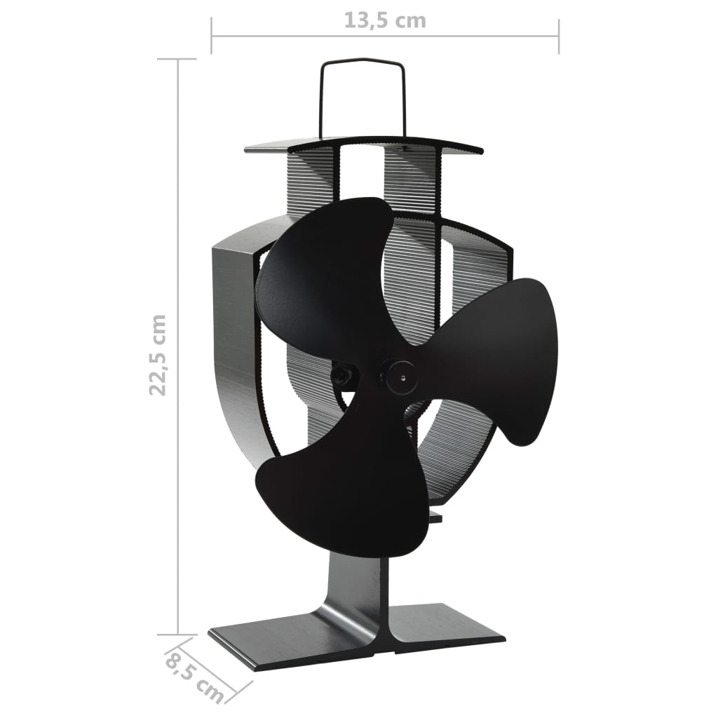 Heat Powered Stove Fan 3 Blades Black