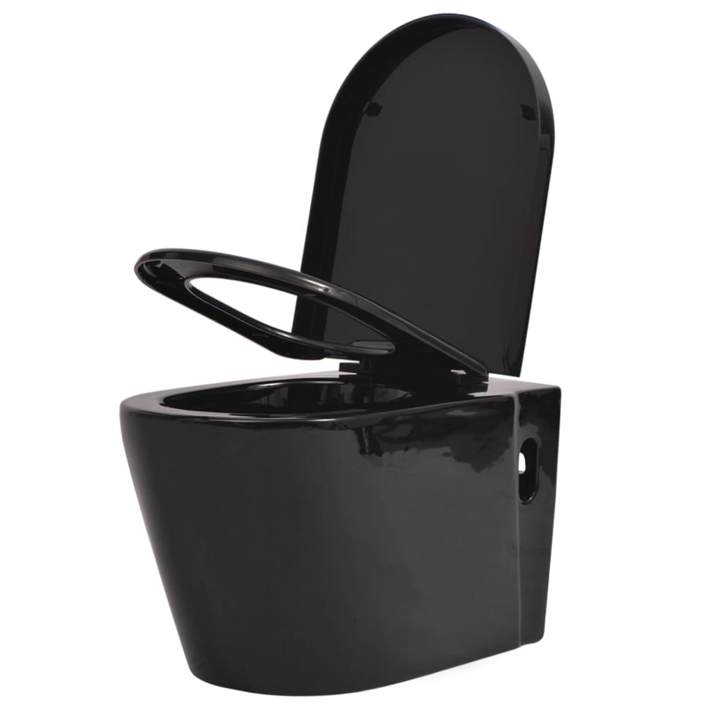 Wall Hung Toilet with Concealed Cistern Ceramic Black