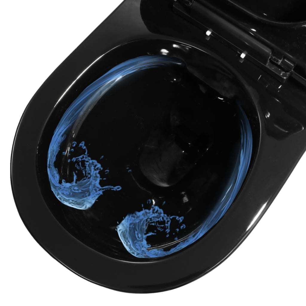 Wall Hung Toilet with Concealed Cistern Ceramic Black