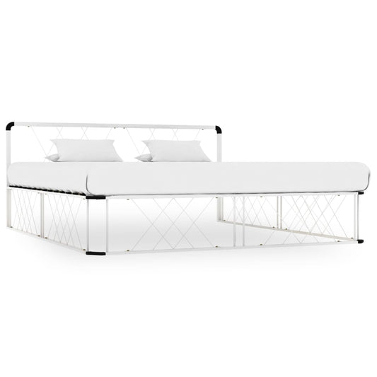 284586 vidaXL Bed Frame without Mattress White Metal 200x200 cm