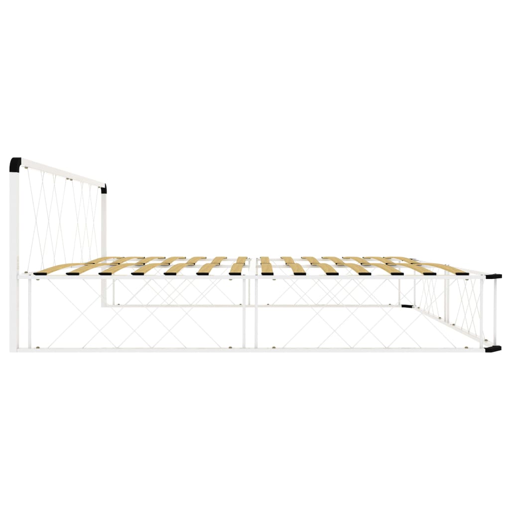 284586 vidaXL Bed Frame without Mattress White Metal 200x200 cm