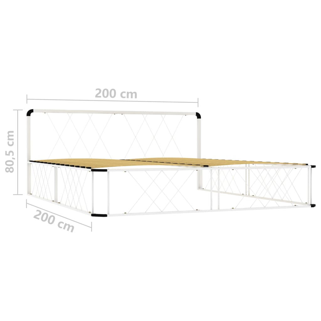 284586 vidaXL Bed Frame without Mattress White Metal 200x200 cm