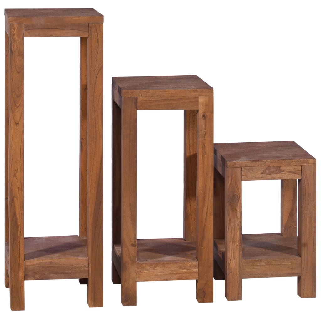 vidaXL Plant Stands 3 pcs Solid Teak Wood