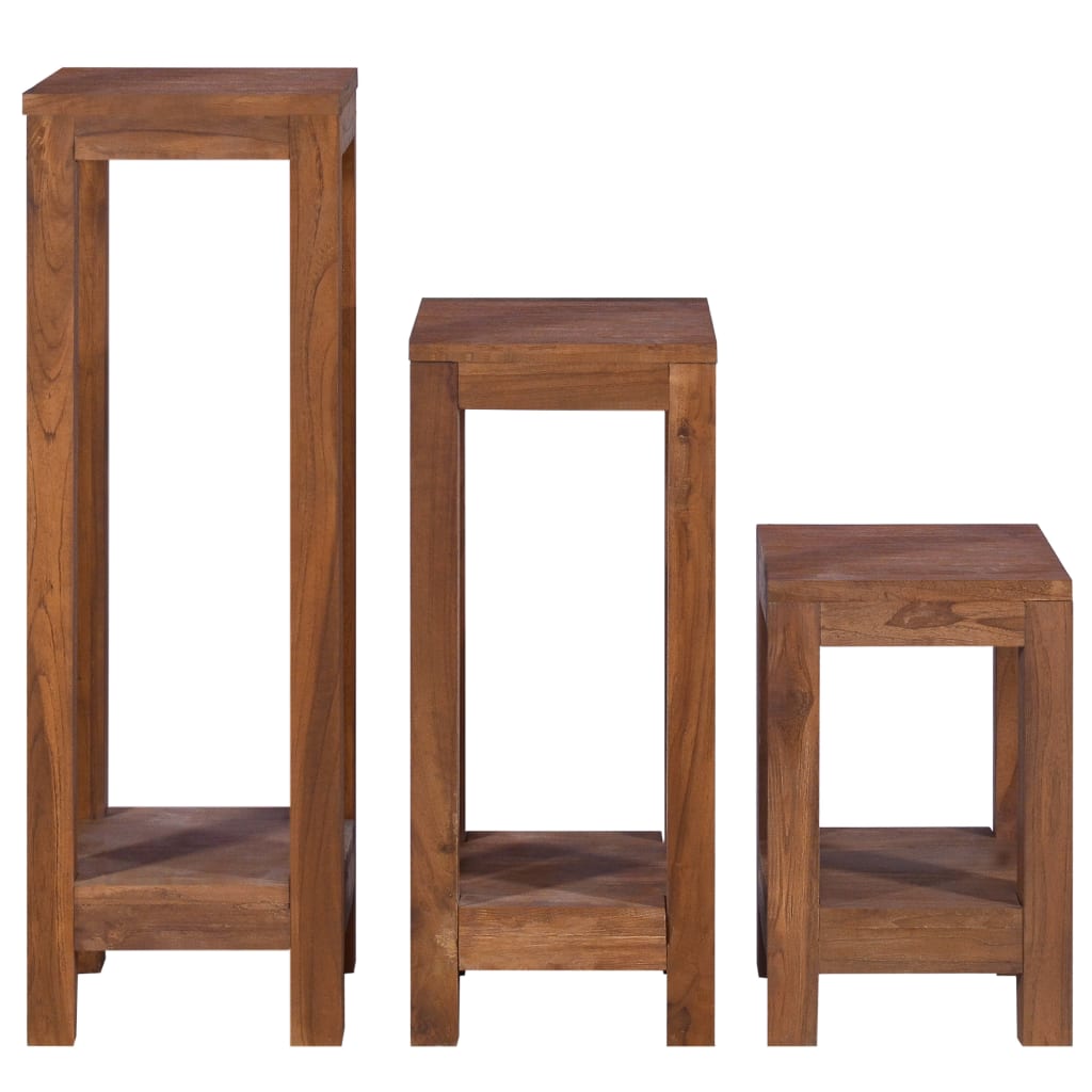 vidaXL Plant Stands 3 pcs Solid Teak Wood