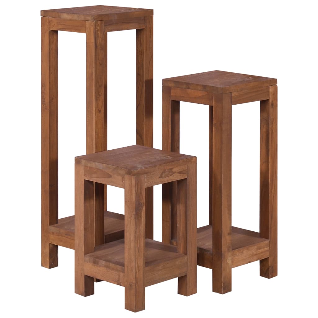 vidaXL Plant Stands 3 pcs Solid Teak Wood