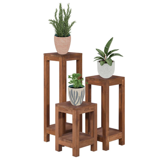 vidaXL Plant Stands 3 pcs Solid Teak Wood