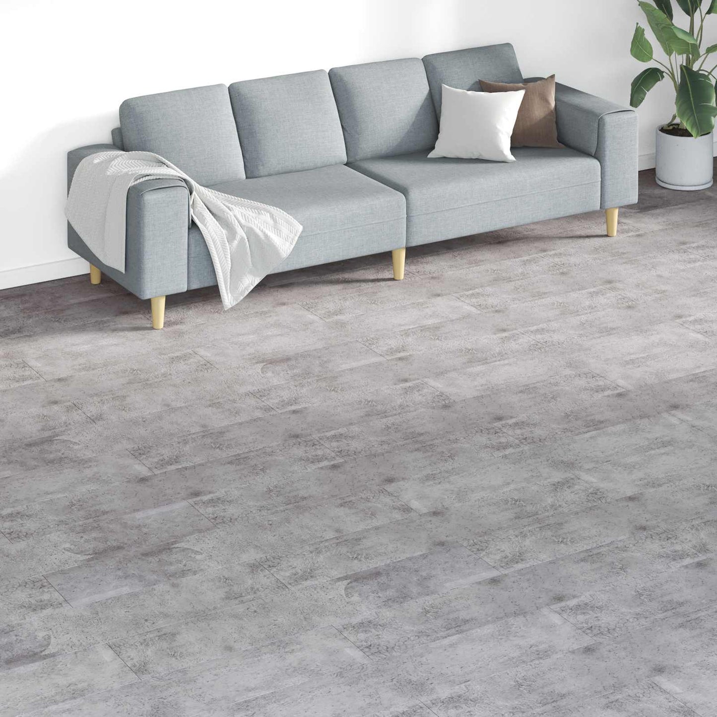 Flooring Planks 18 pcs Cement Brown 5.26 m² PVC