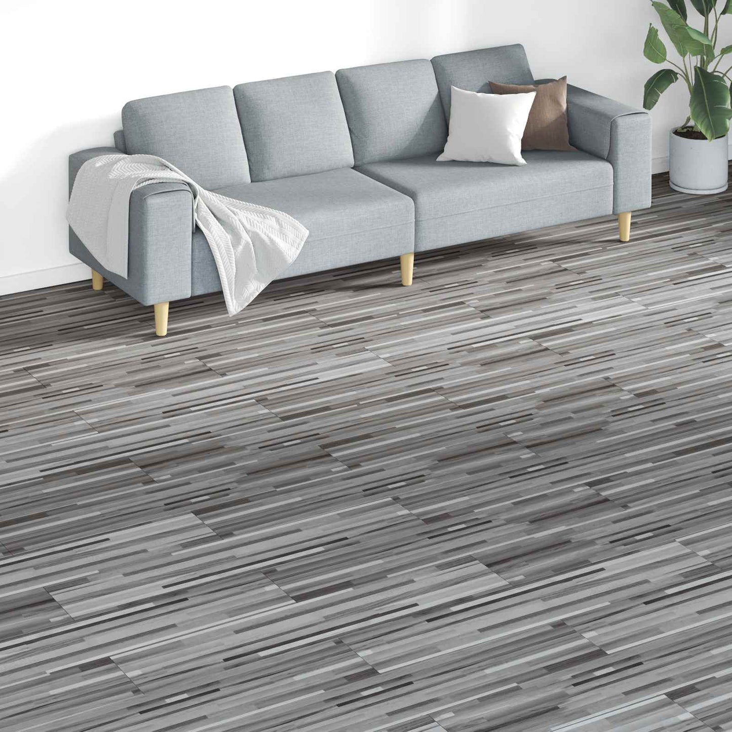 Flooring Planks 18 pcs Grey 5.26 m² PVC