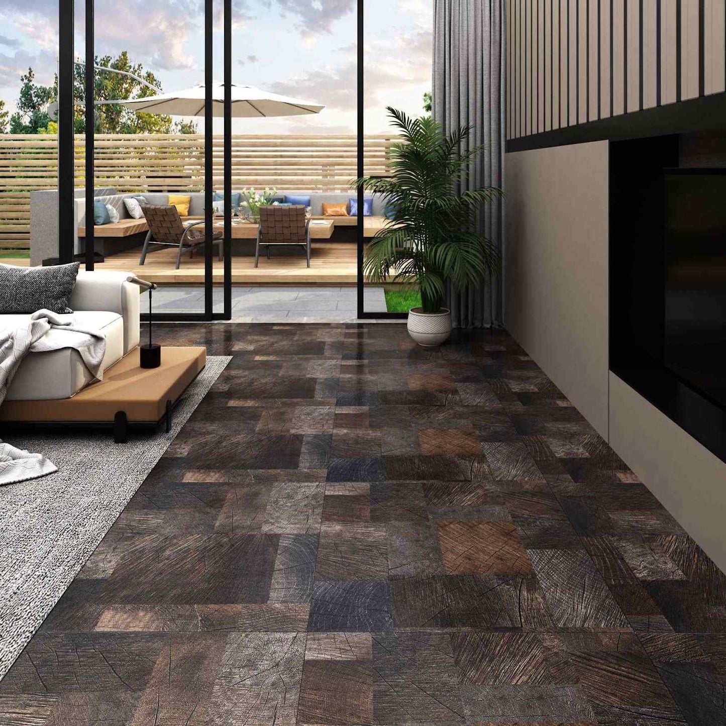 Flooring Planks 5.11 m² 55 pcs PVC Wood structure brown