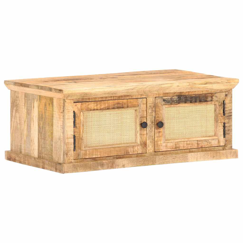 289089 vidaXL Coffee Table 90x50x35 cm Solid Mango Wood and Natural Cane