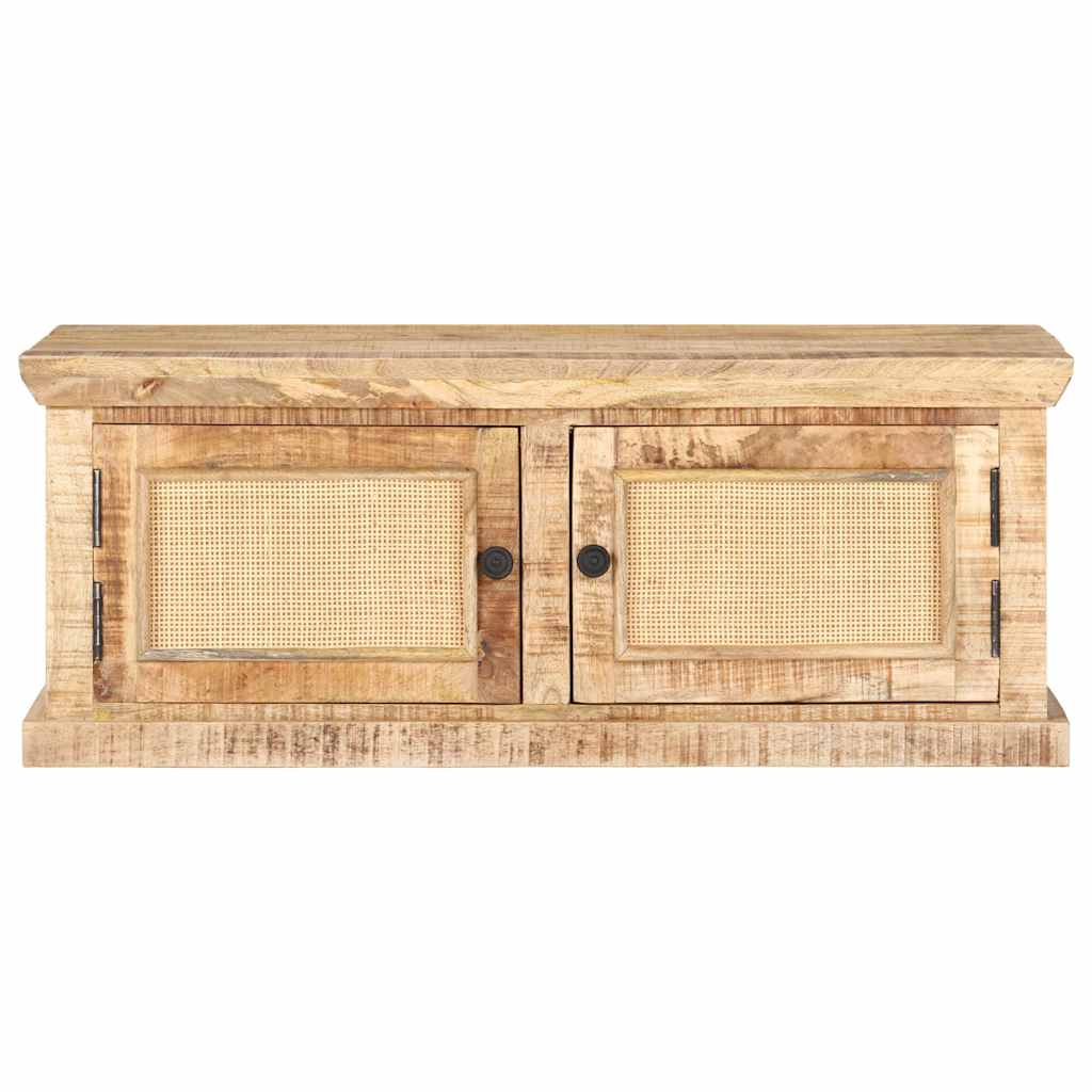 289089 vidaXL Coffee Table 90x50x35 cm Solid Mango Wood and Natural Cane