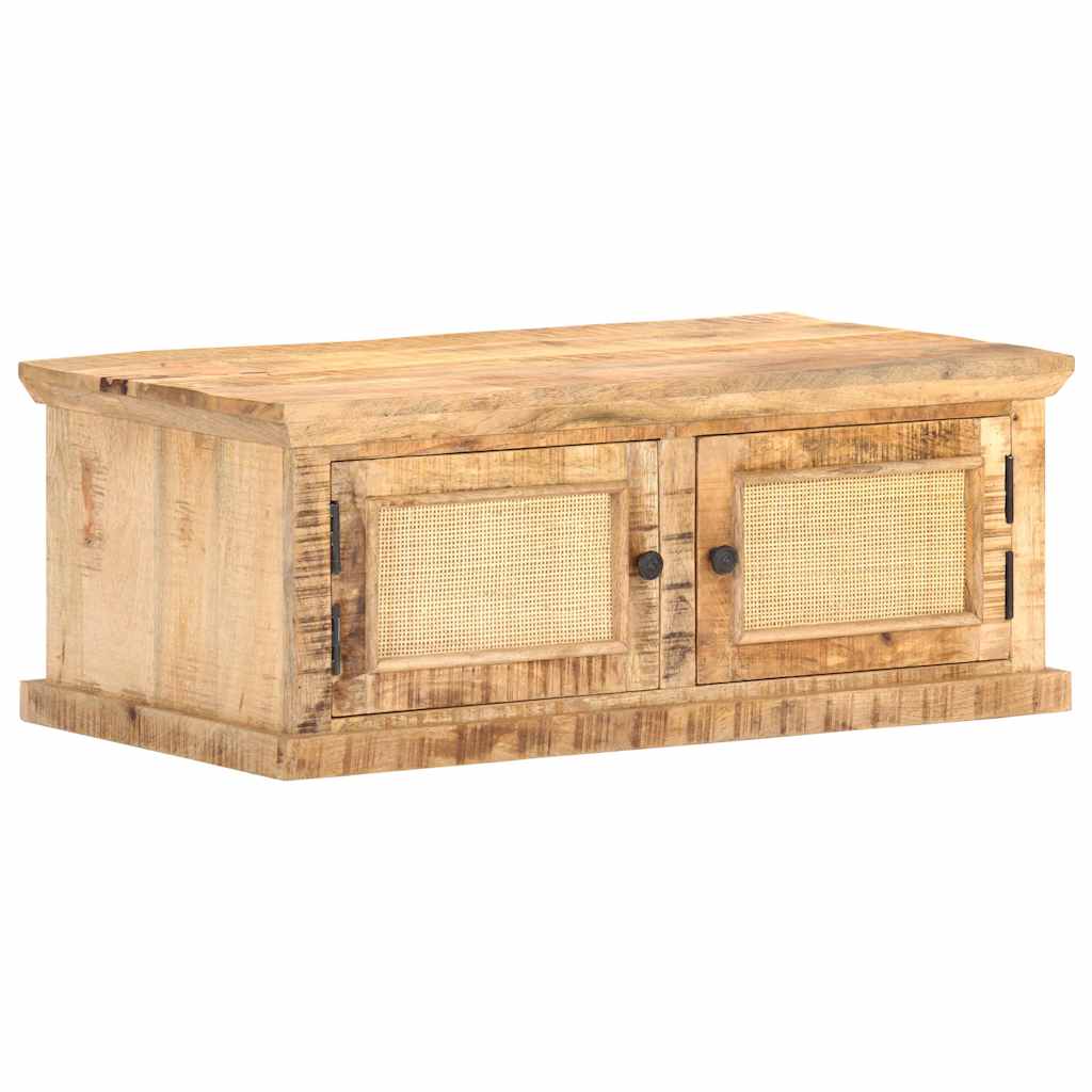 289089 vidaXL Coffee Table 90x50x35 cm Solid Mango Wood and Natural Cane