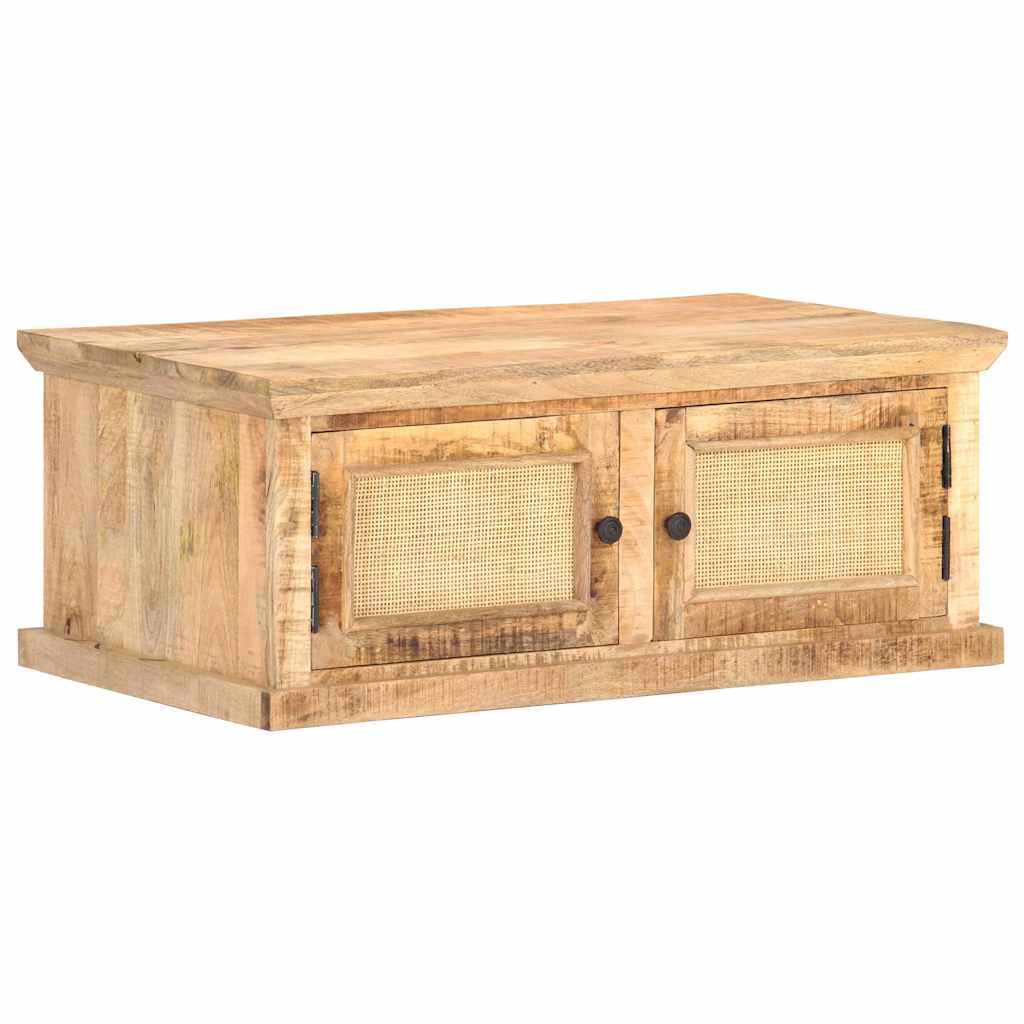 289089 vidaXL Coffee Table 90x50x35 cm Solid Mango Wood and Natural Cane