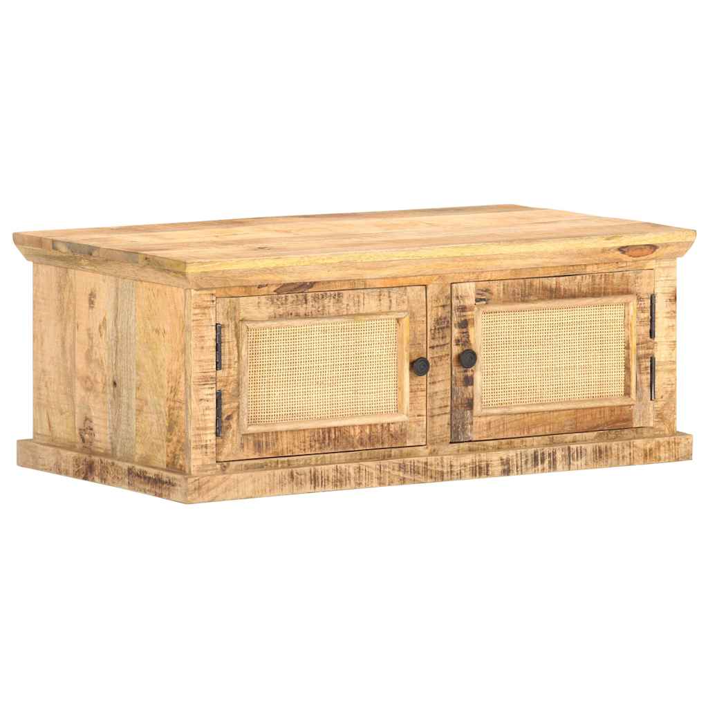 289089 vidaXL Coffee Table 90x50x35 cm Solid Mango Wood and Natural Cane