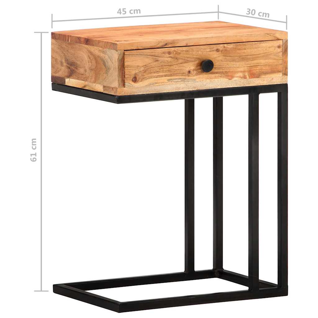 289090 vidaXL U-Shaped Side Table 45x30x61cm Solid Acacia Wood