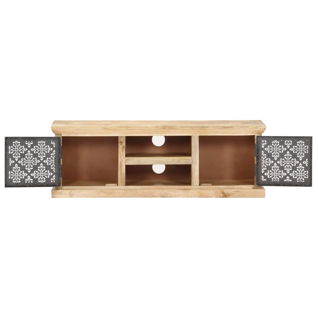 TV Cabinet with Steel Doors 120x30x40cm Solid Mango Wood