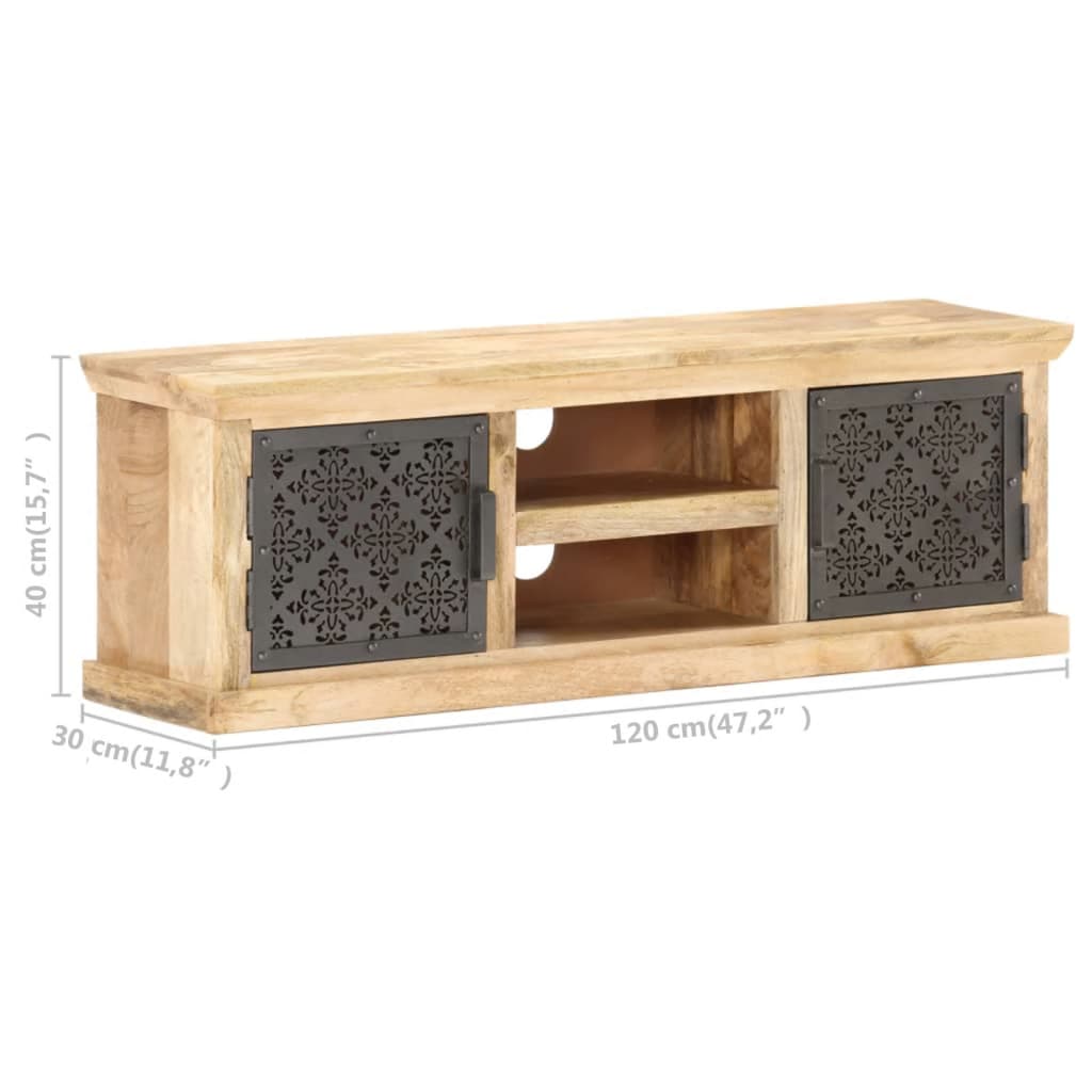 TV Cabinet with Steel Doors 120x30x40cm Solid Mango Wood