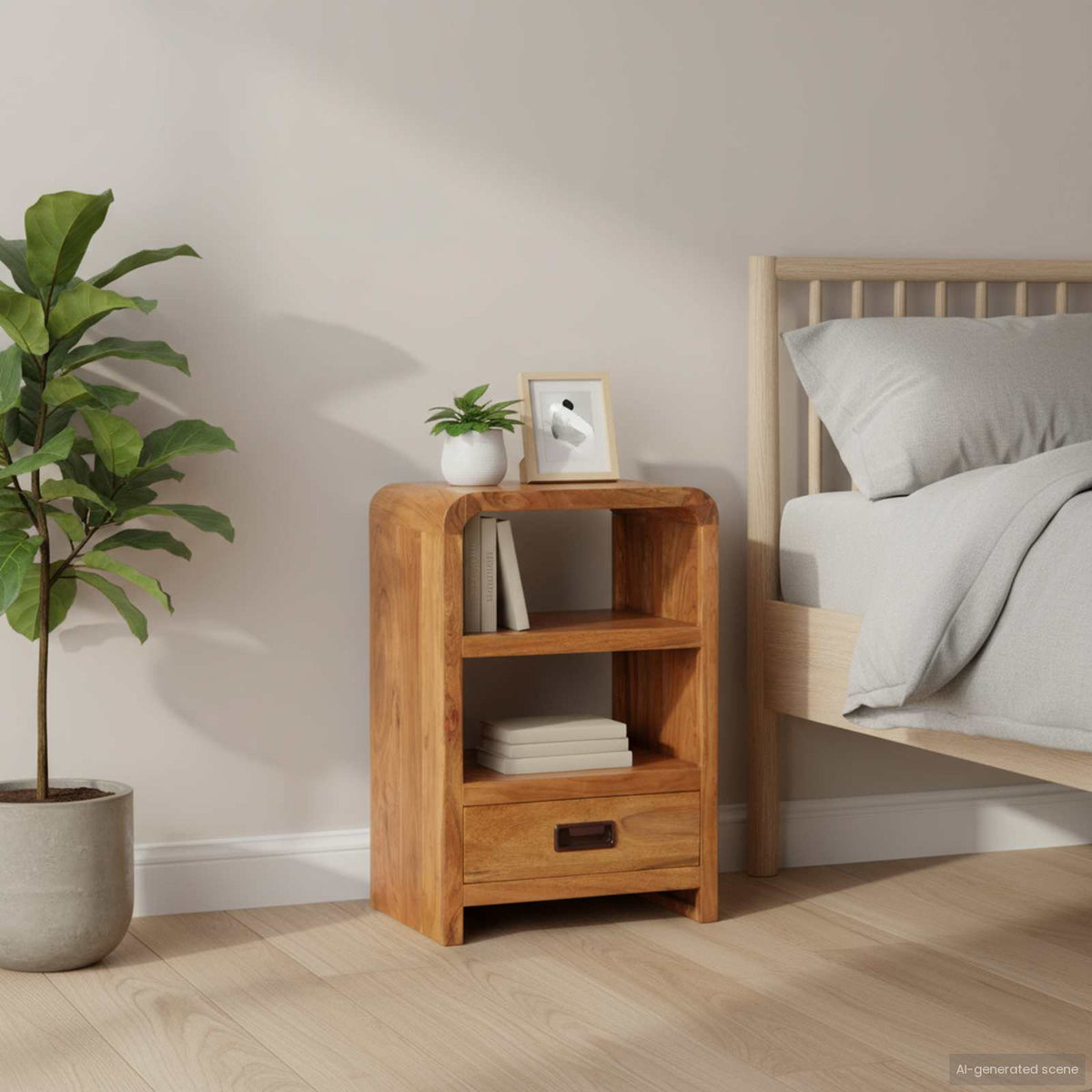 Bedside Table 40x30x60 cm Solid Acacia Wood Honey Finish