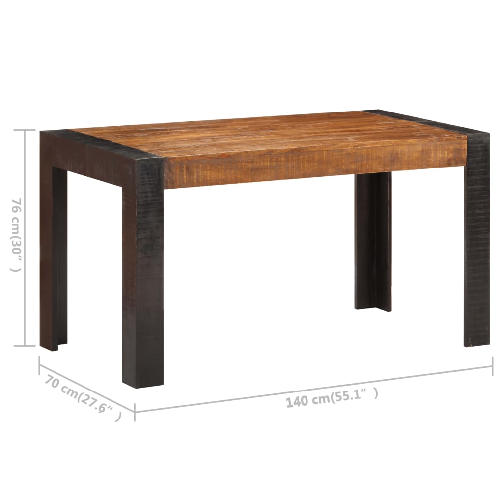 vidaXL Dining Table 140x70x76 cm Solid Rough Mango Wood