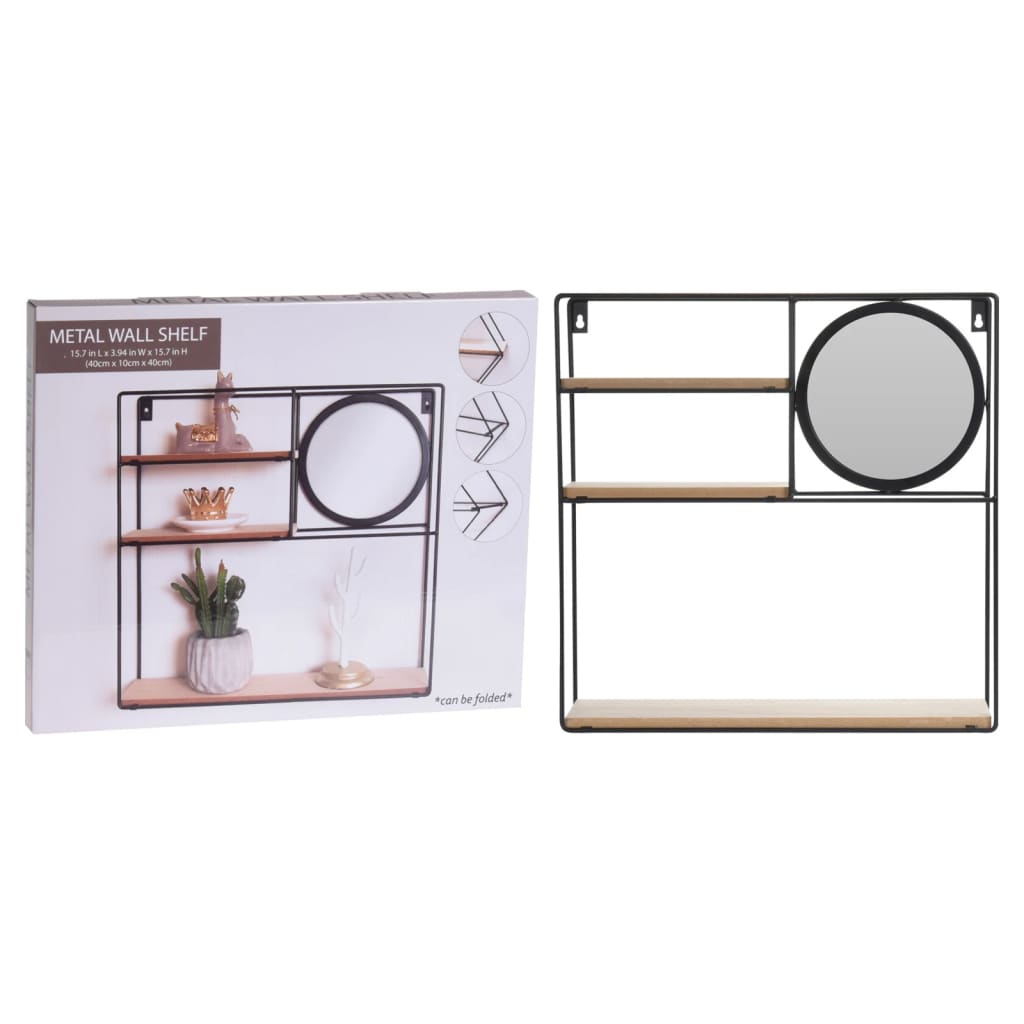 H&S Collection Wall Rack with Mirror 40x10x40 cm