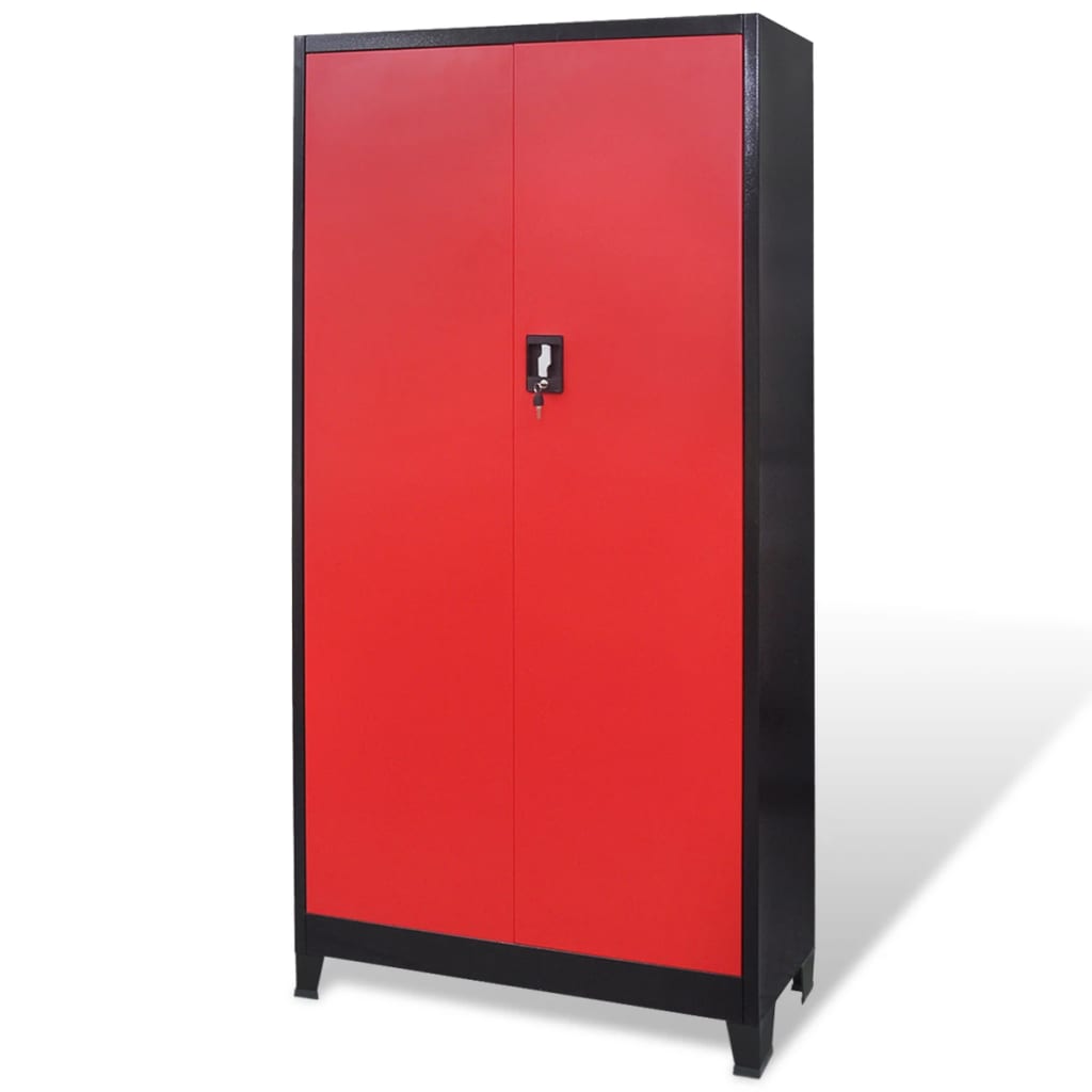 vidaXL Tool Cabinet with Tool Chest Steel 90x40x180 cm Red and Black