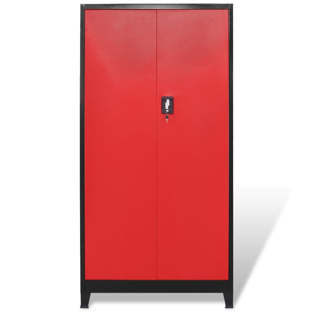 vidaXL Tool Cabinet with Tool Chest Steel 90x40x180 cm Red and Black